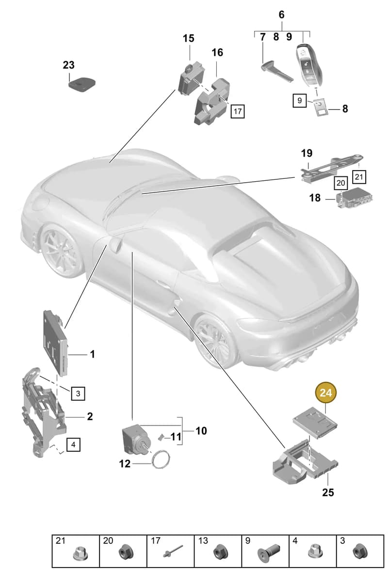 958907279D — Porsche Boxster Spyder (2019-2020) diagram p54901040, position 24