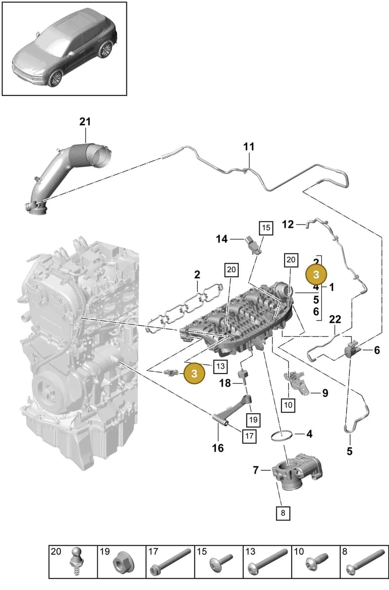 95890738610 — Porsche Cayenne (2017-2023) diagram p51107050, position 3