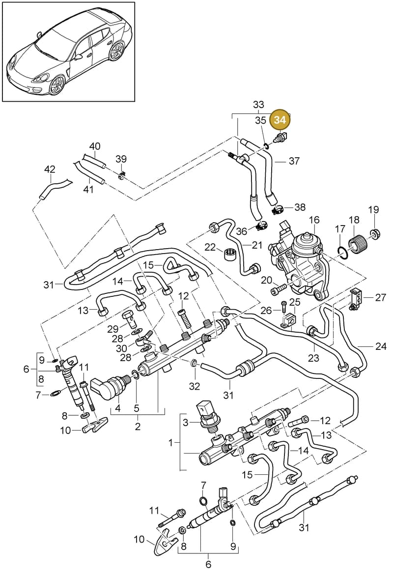 958919523 — Porsche Panamera (2009-2016) diagram p35107040, position 34