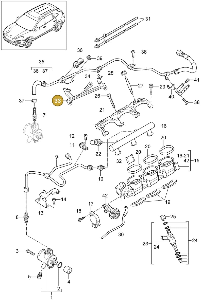 958919523 — Porsche Cayenne (2010-2018) diagram p37107040, position 33