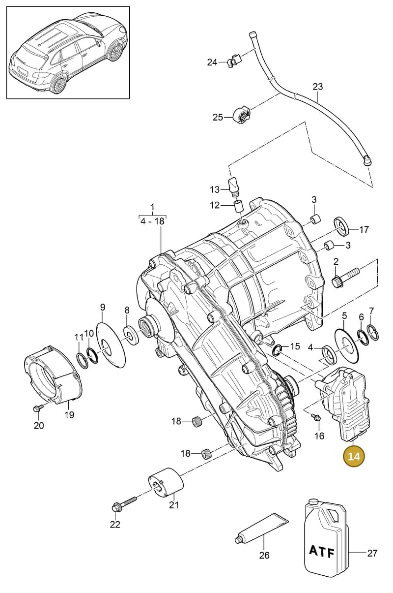 958927755D — Porsche Cayenne (2010-2018) diagram p37305010, position 14