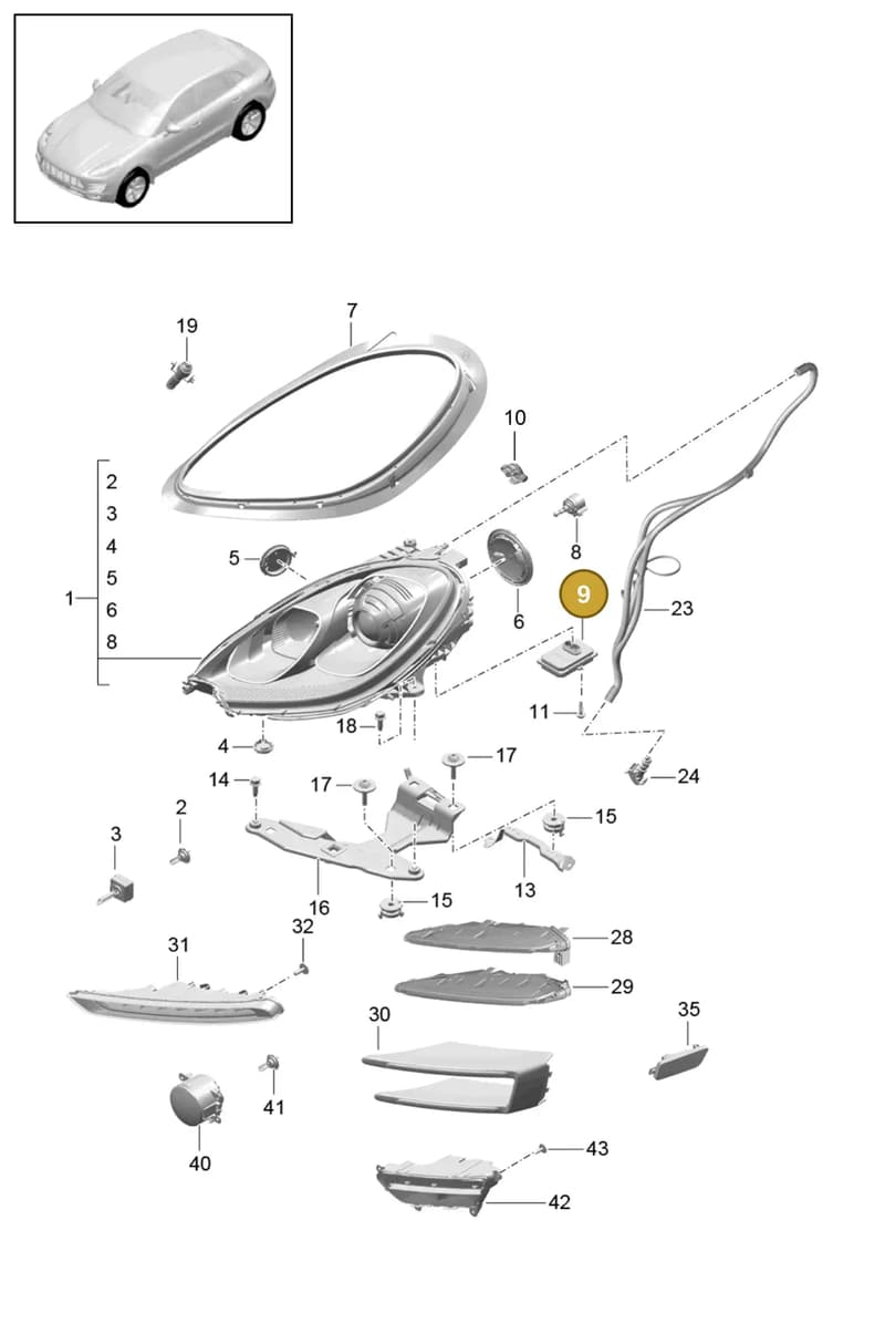 958941329 — Porsche Macan (2013-2018) diagram p44905000, position 9