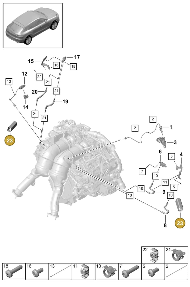 958971461 — Porsche Macan (2018-2022) diagram p52202400, position 23