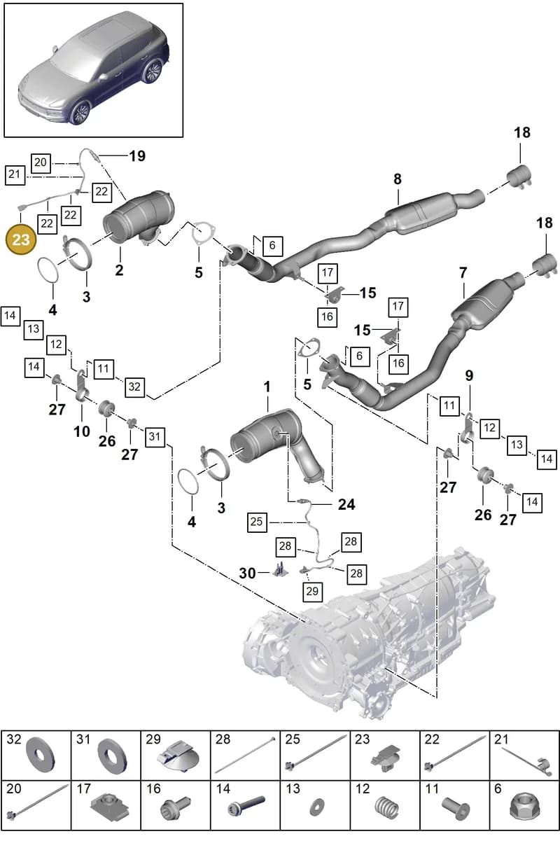 95897183000 — Porsche Cayenne (2017-2023) diagram p51202065, position 23