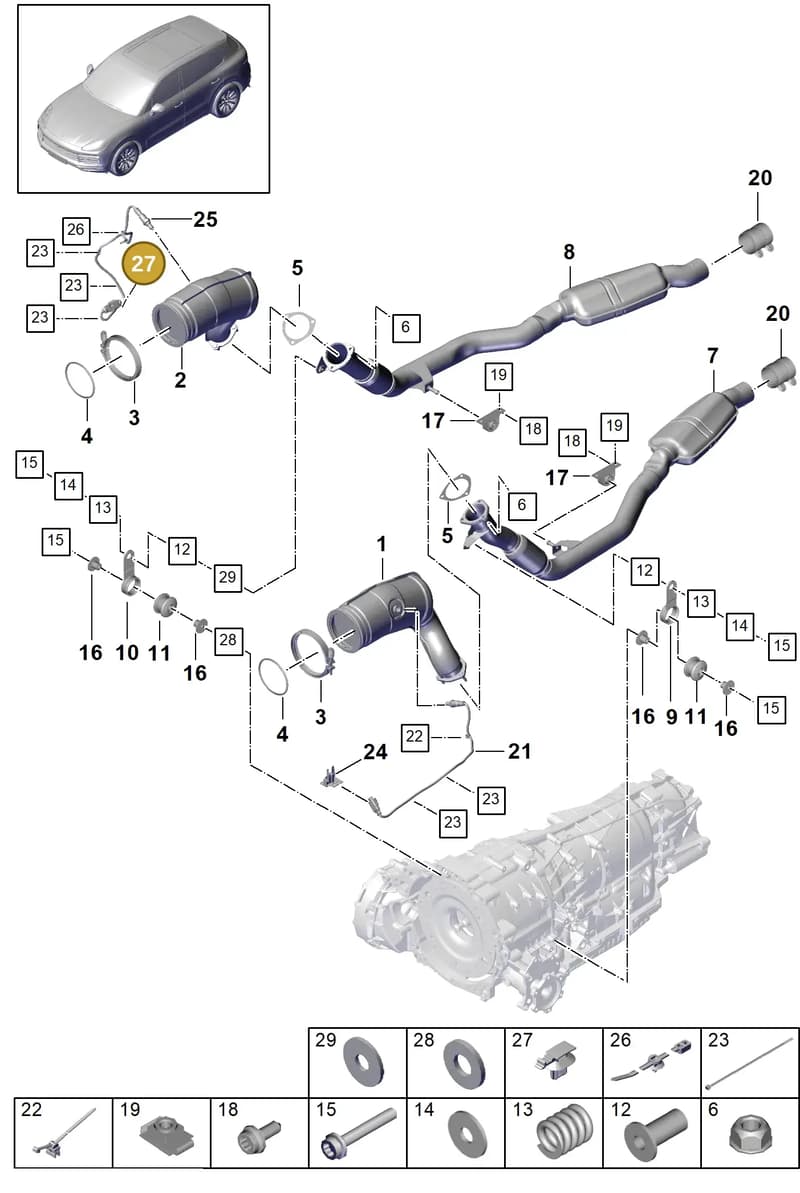 95897183000 — Porsche Cayenne (2017-2023) diagram p51202070, position 27