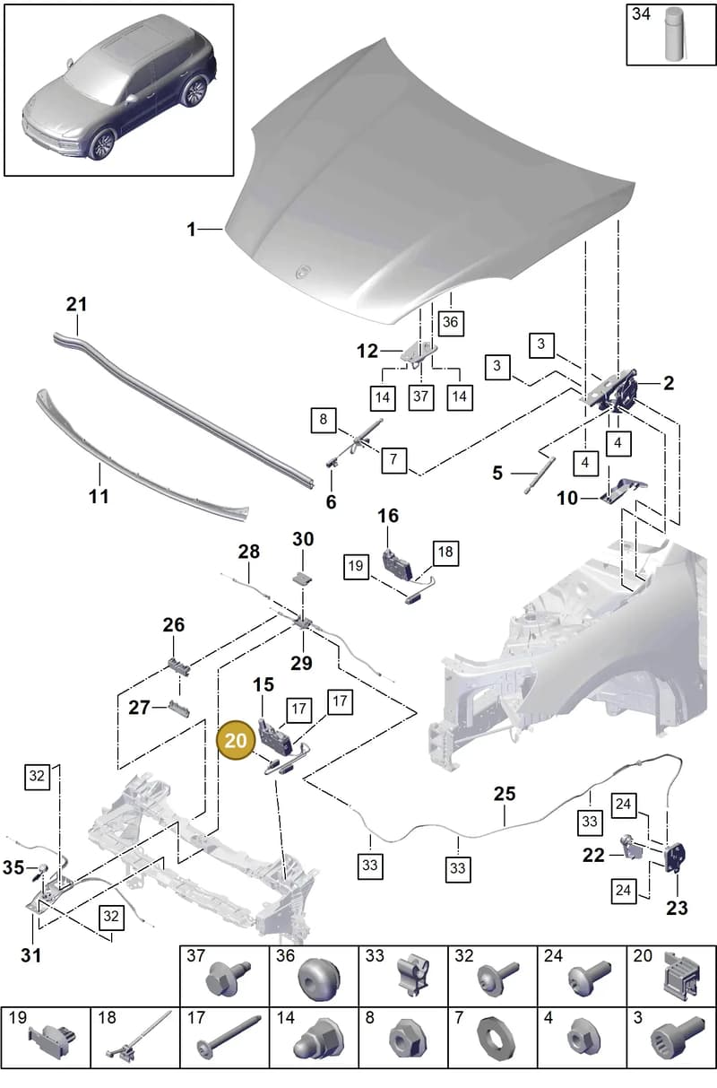 95897184800 — Porsche Cayenne (2017-2023) diagram p51803000, position 20