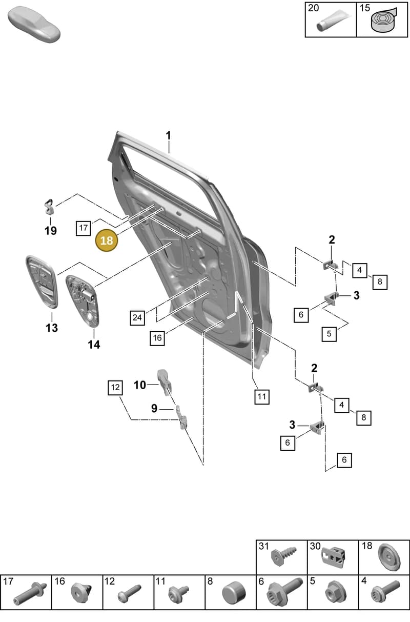 95897190800 — Porsche Cayenne Coupe (2023-2023) diagram p60804050, position 18