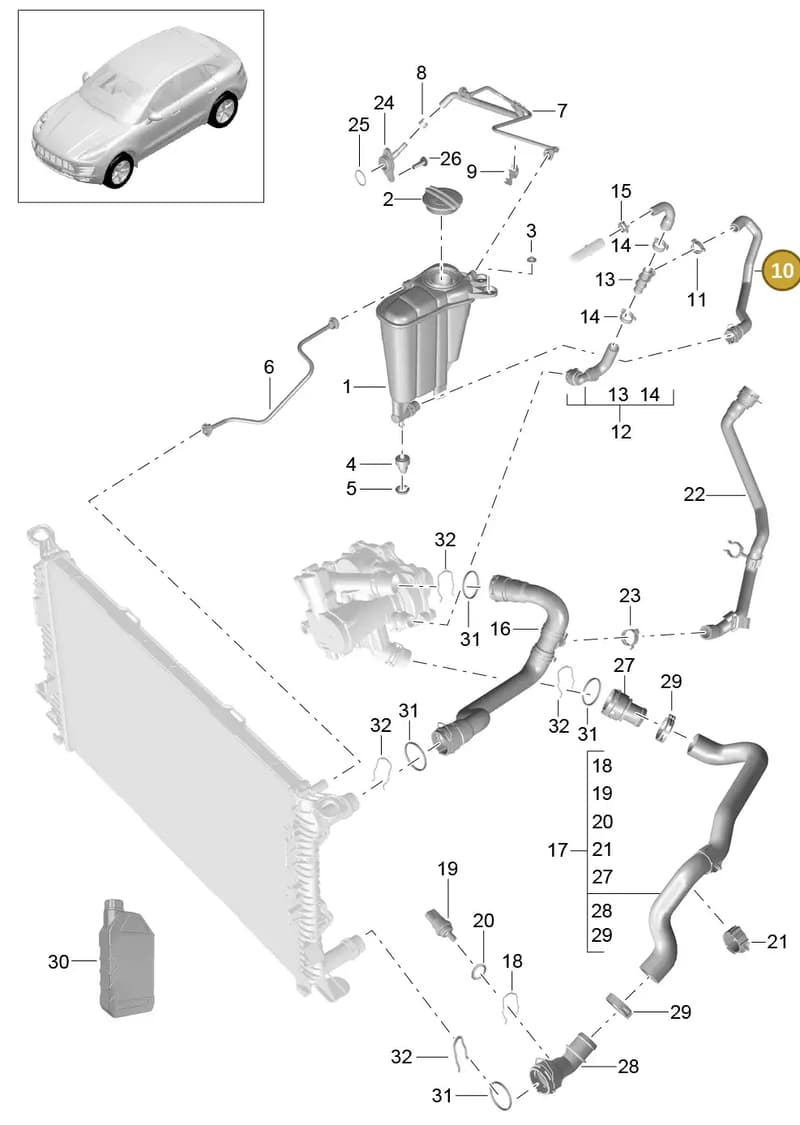 95B121049A — Porsche Macan (2013-2018) diagram p44105060, position 10