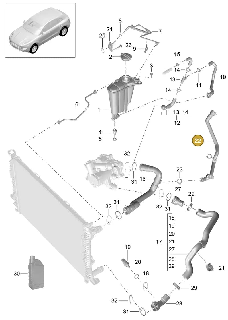 95B121056A — Porsche Macan (2013-2018) diagram p44105060, position 22