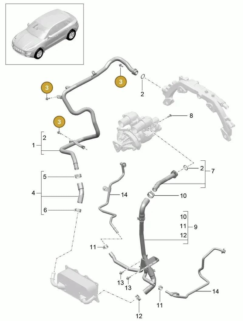95B121093A — Porsche Macan (2013-2018) diagram p44105030, position 3