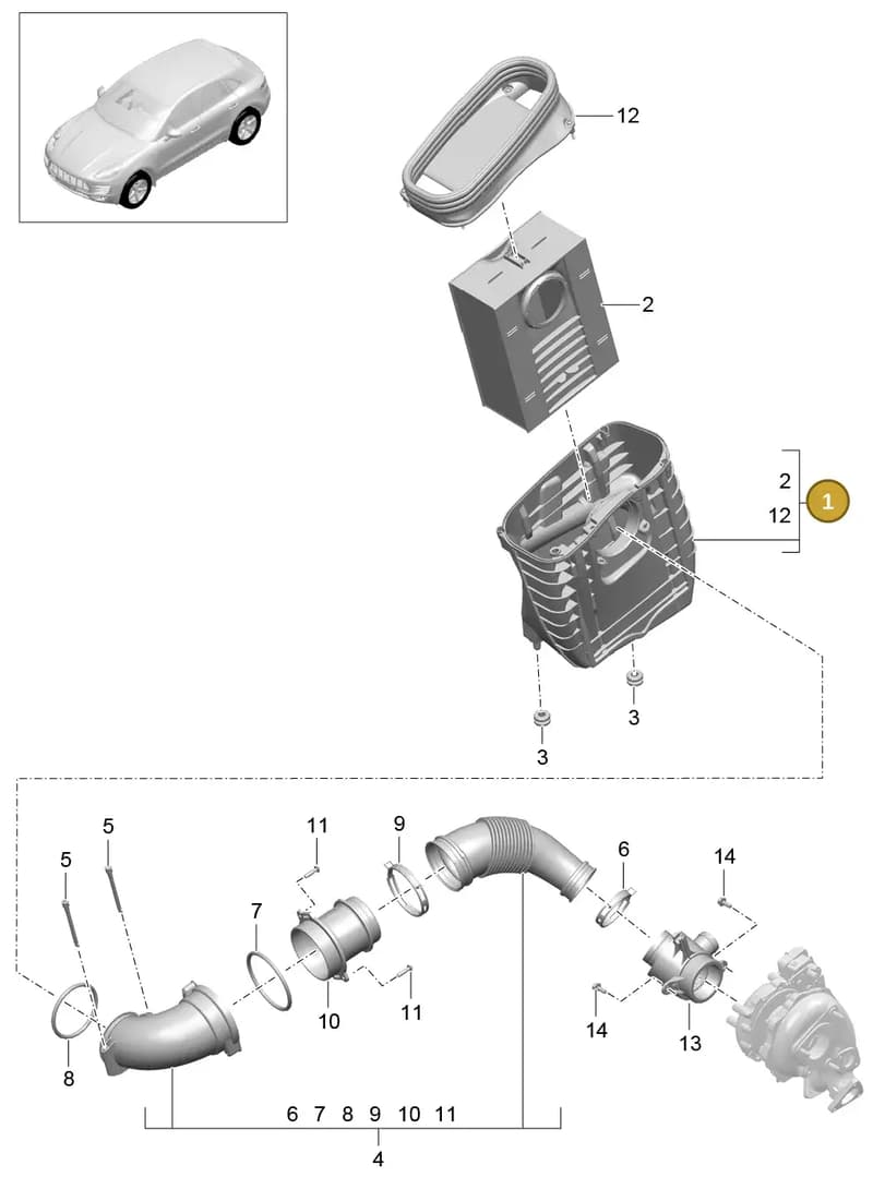 95B129601M — Porsche Macan (2013-2018) diagram p44106010, position 1