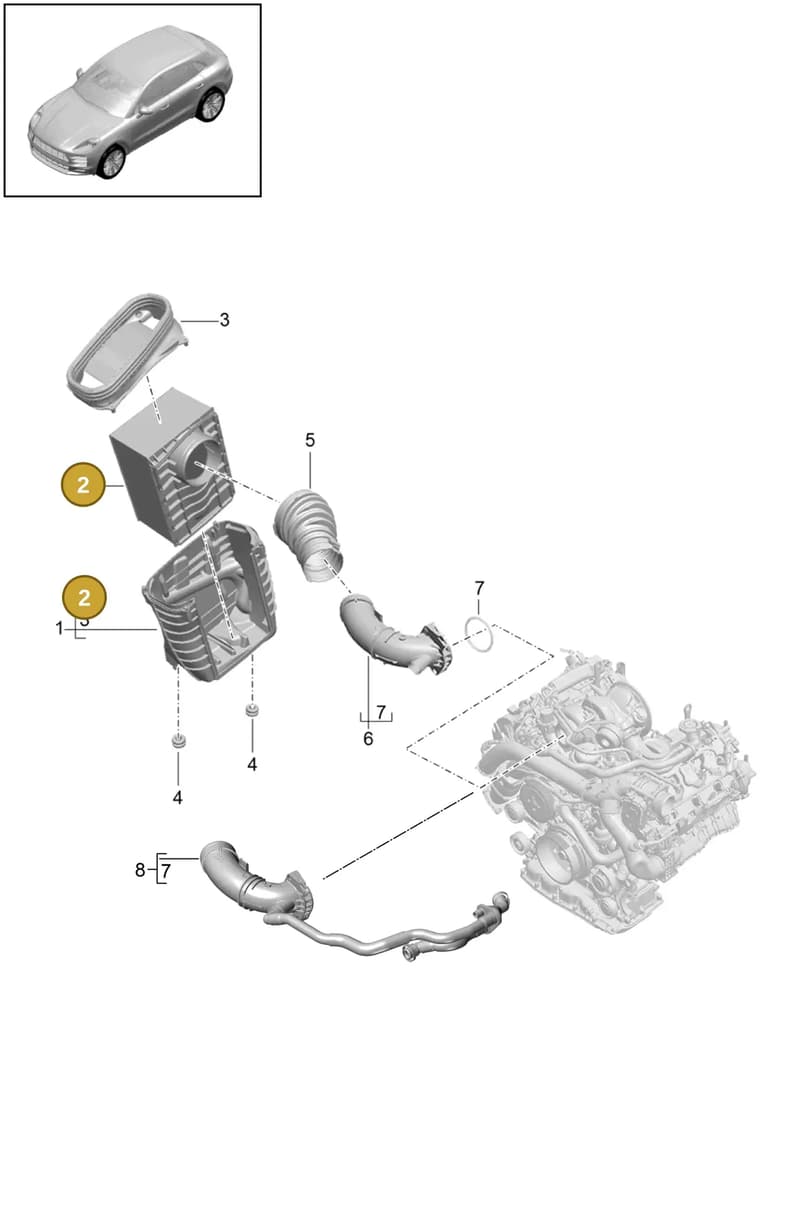 95B129620B — Porsche Macan (2018-2022) diagram p52106010, position 2