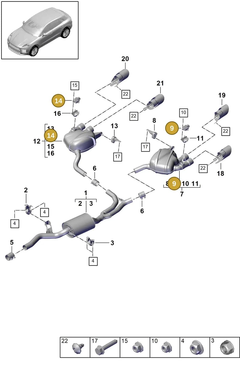 95B133246C — Porsche Macan (2018-2022) diagram p52202370, position 9+14