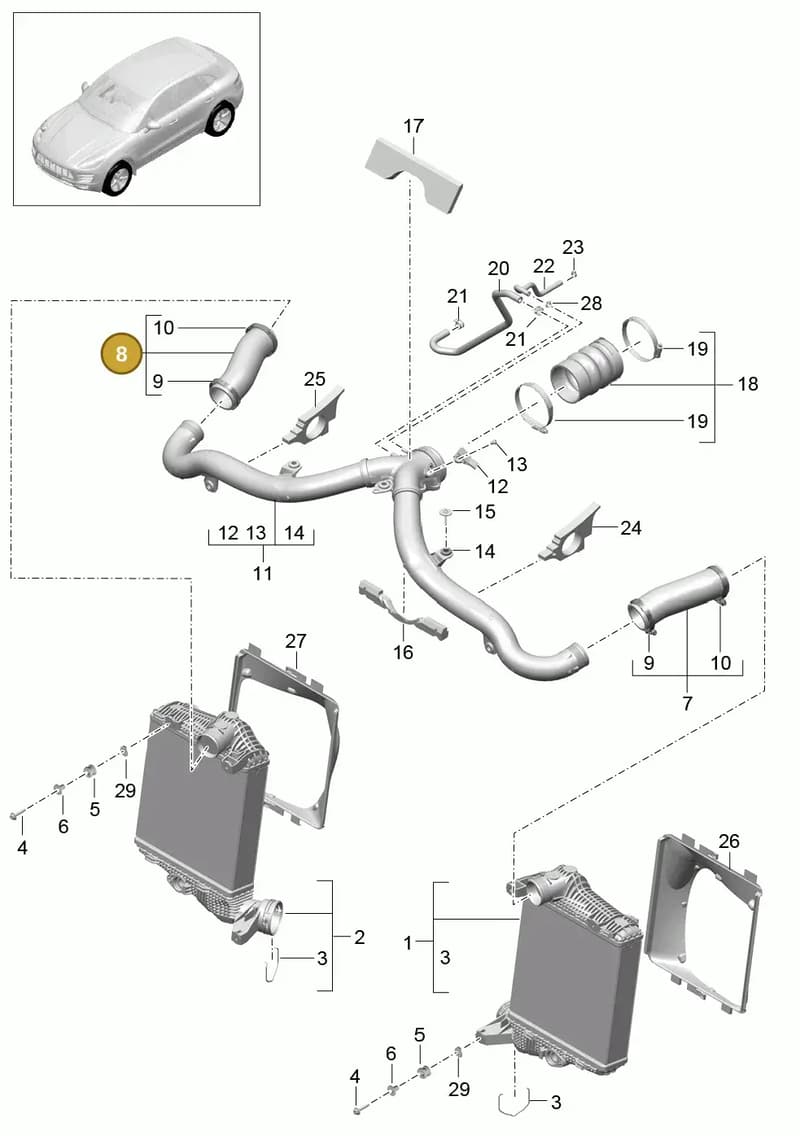 95B145368A — Porsche Macan (2013-2018) diagram p44107070, position 8