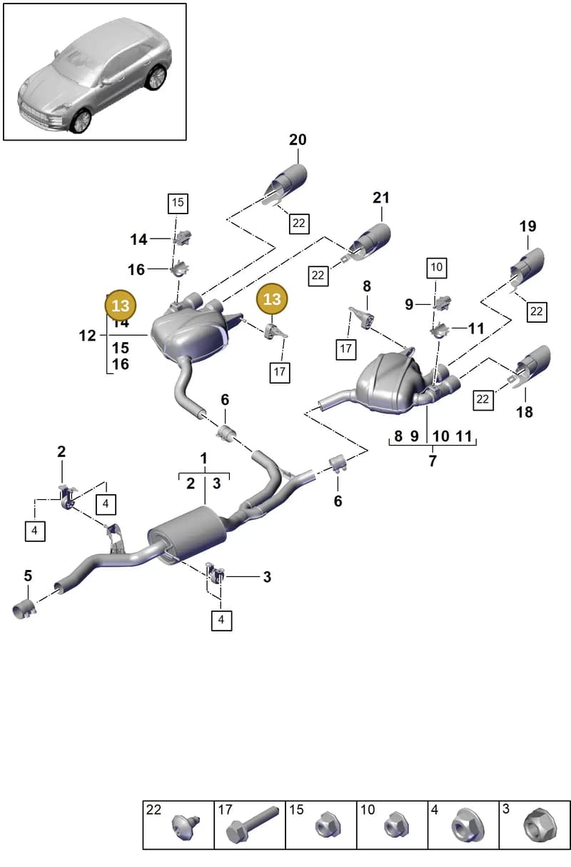 95B253144A — Porsche Macan (2018-2022) diagram p52202370, position 13