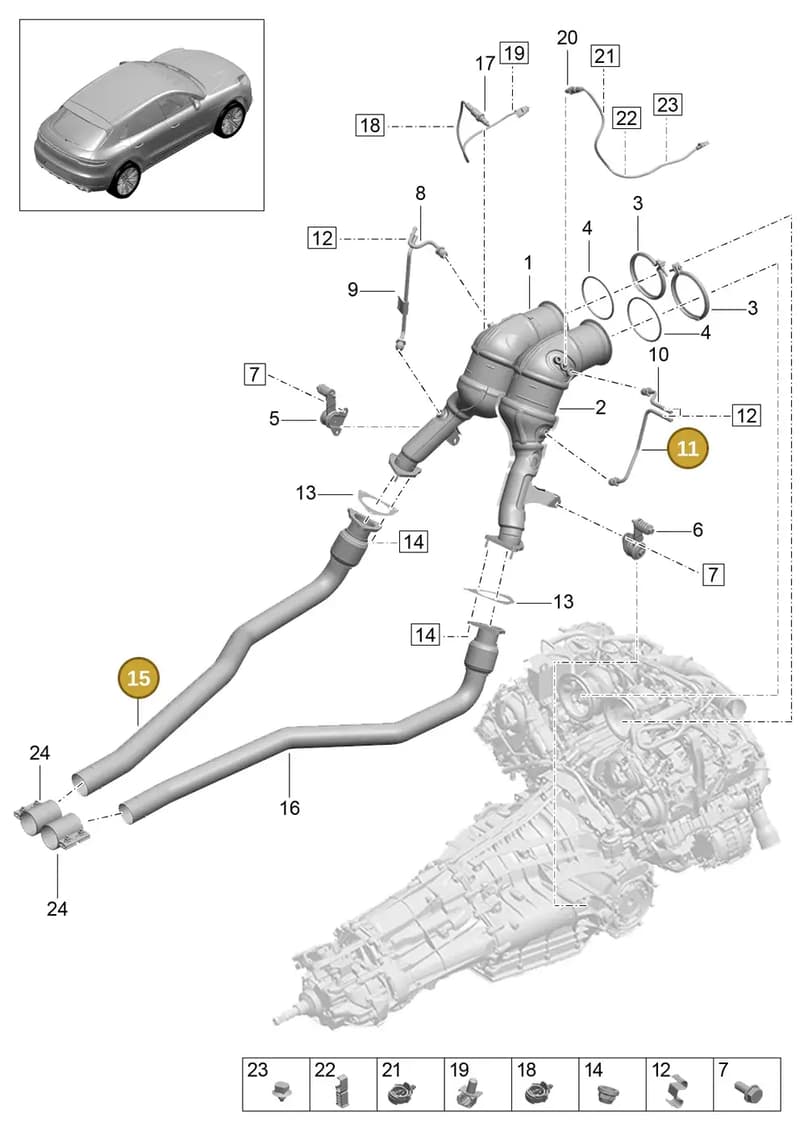 95B253300P — Porsche Macan (2018-2022) diagram p52000130, position 11+15