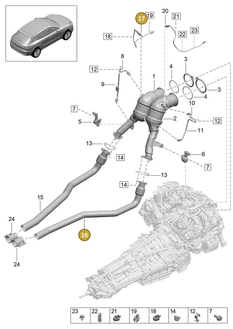 95B253681CM — Porsche Macan (2018-2022) diagram p52000130, position 16+17