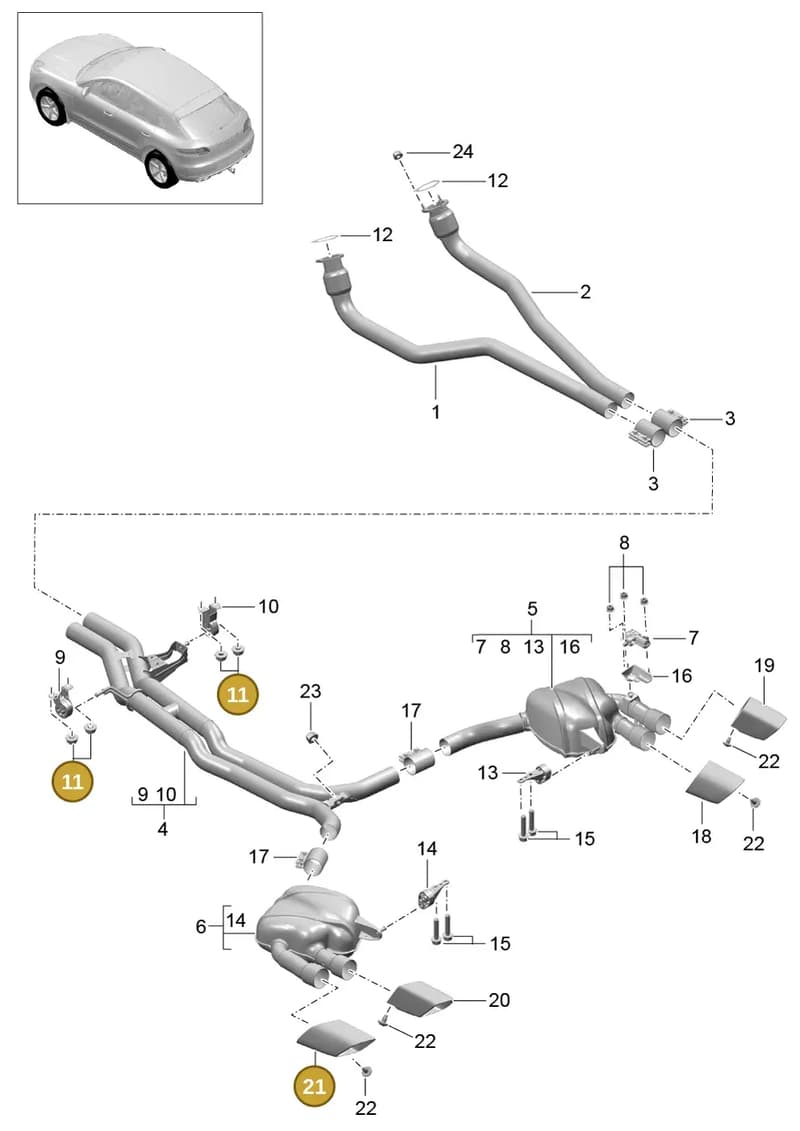 95B253681D — Porsche Macan (2013-2018) diagram p44202050, position 11+21