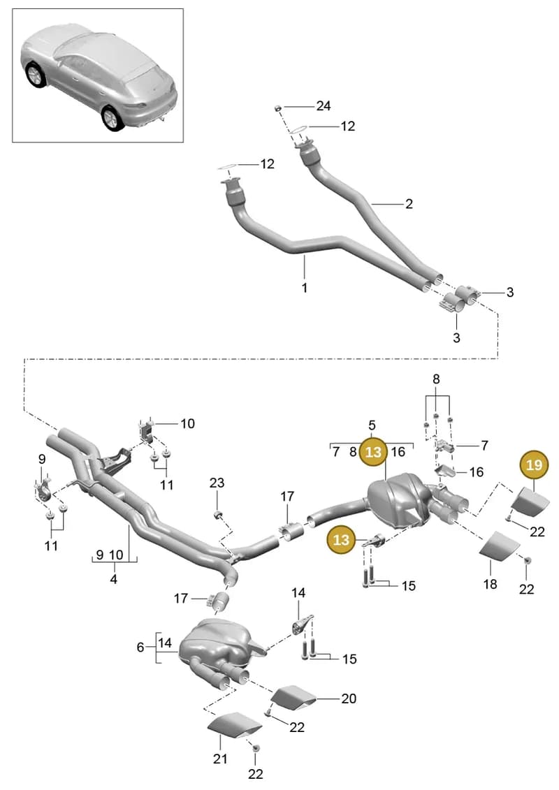 95B253682D — Porsche Macan (2013-2018) diagram p44202050, position 13+19