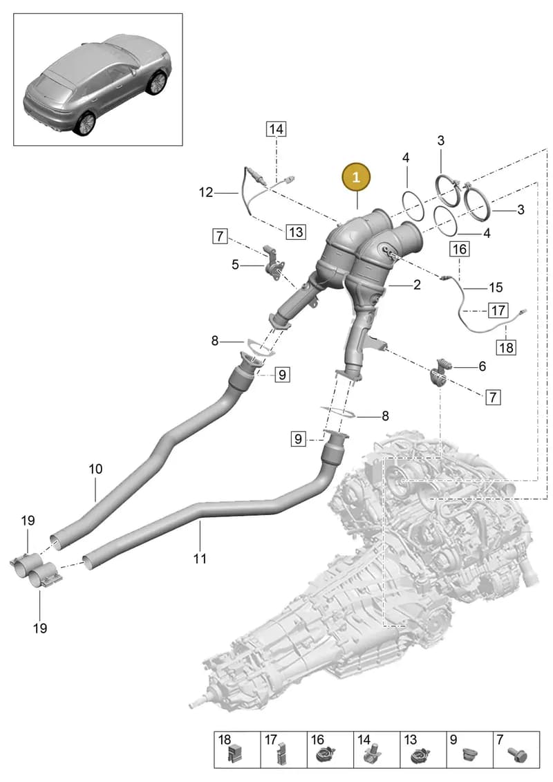 95B254300D — Porsche Macan (2018-2022) diagram p52202255, position 1