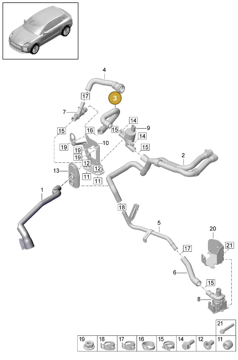 95B265387B — Porsche Macan (2018-2022) diagram p52813100, position 3