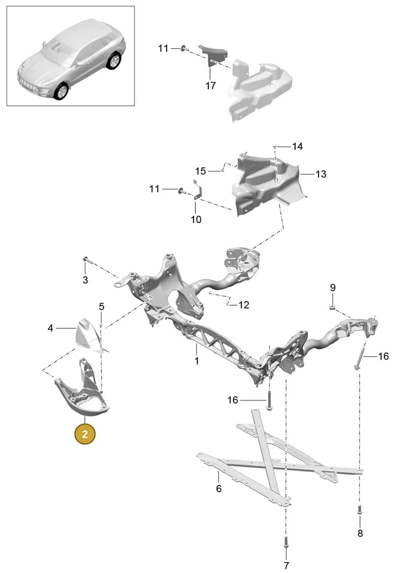 95B399332B — Porsche Macan (2013-2018) diagram p44401000, position 2