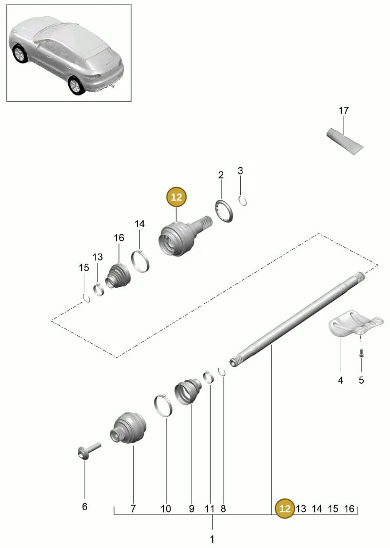 95B501331D — Porsche Macan (2013-2018) diagram p44501020, position 12