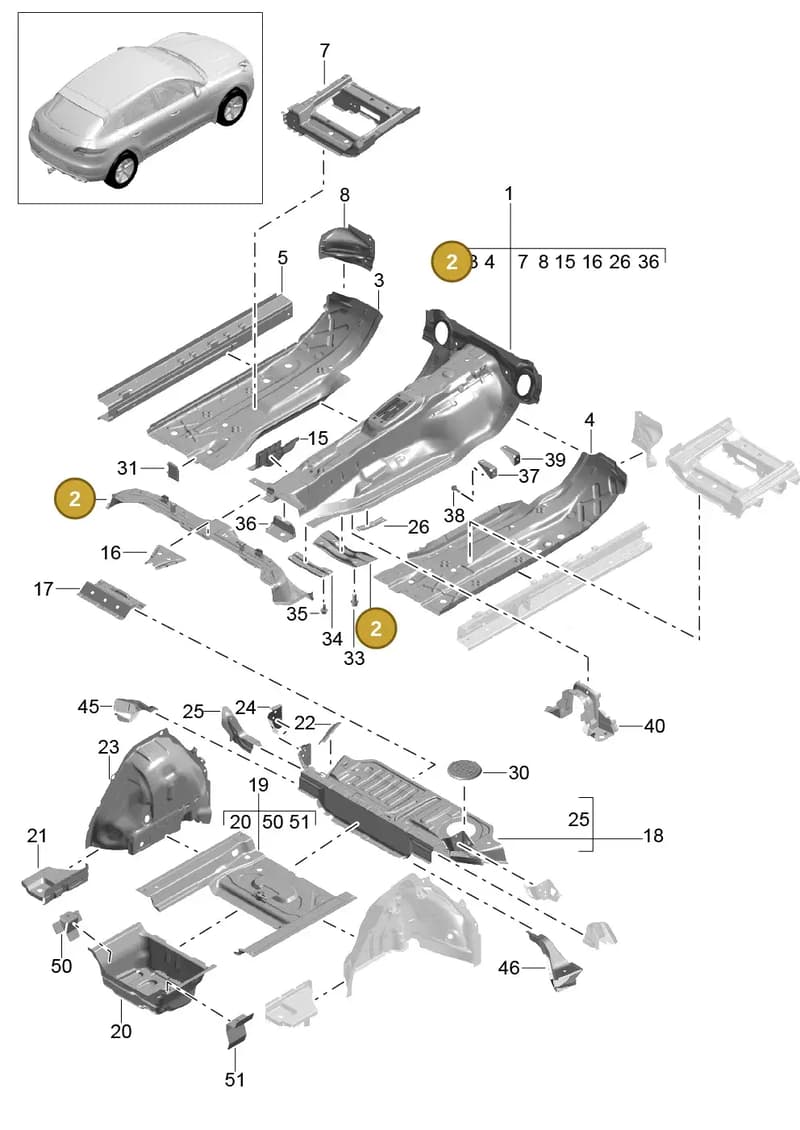 95B802081YGRV — Porsche Macan (2013-2018) diagram p44801020, position 2