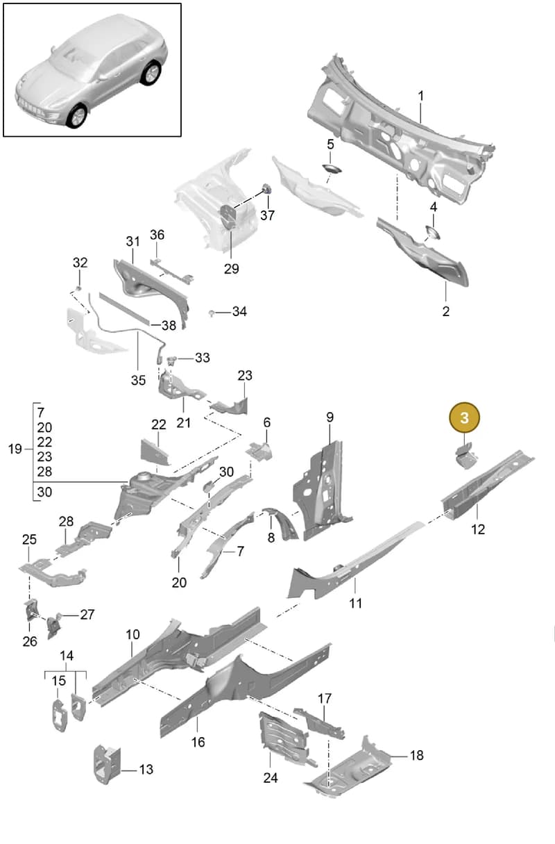 95B802117YGRV — Porsche Macan (2013-2018) diagram p44801010, position 3
