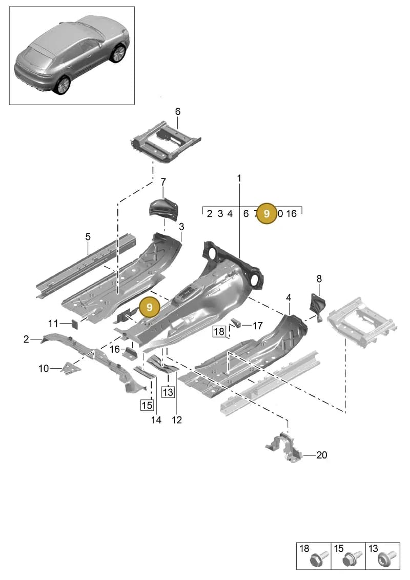 95B802894YGRV — Porsche Macan R4 TFSI (2018-) diagram p52801200, position 9