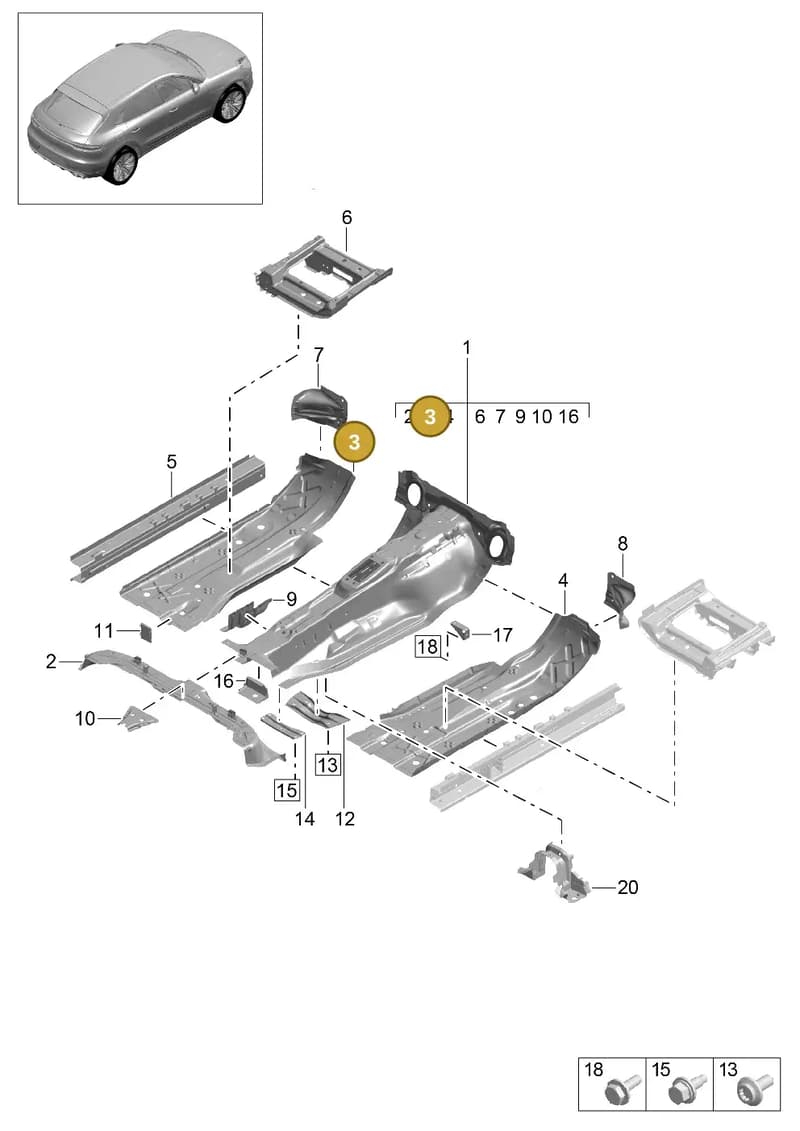 95B803073YGRV — Porsche Macan R4 TFSI (2018-) diagram p52801200, position 3