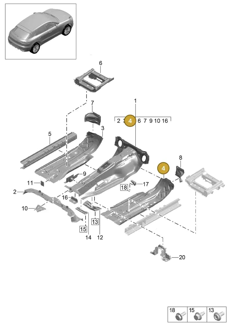 95B803074YGRV — Porsche Macan R4 TFSI (2018-) diagram p52801200, position 4