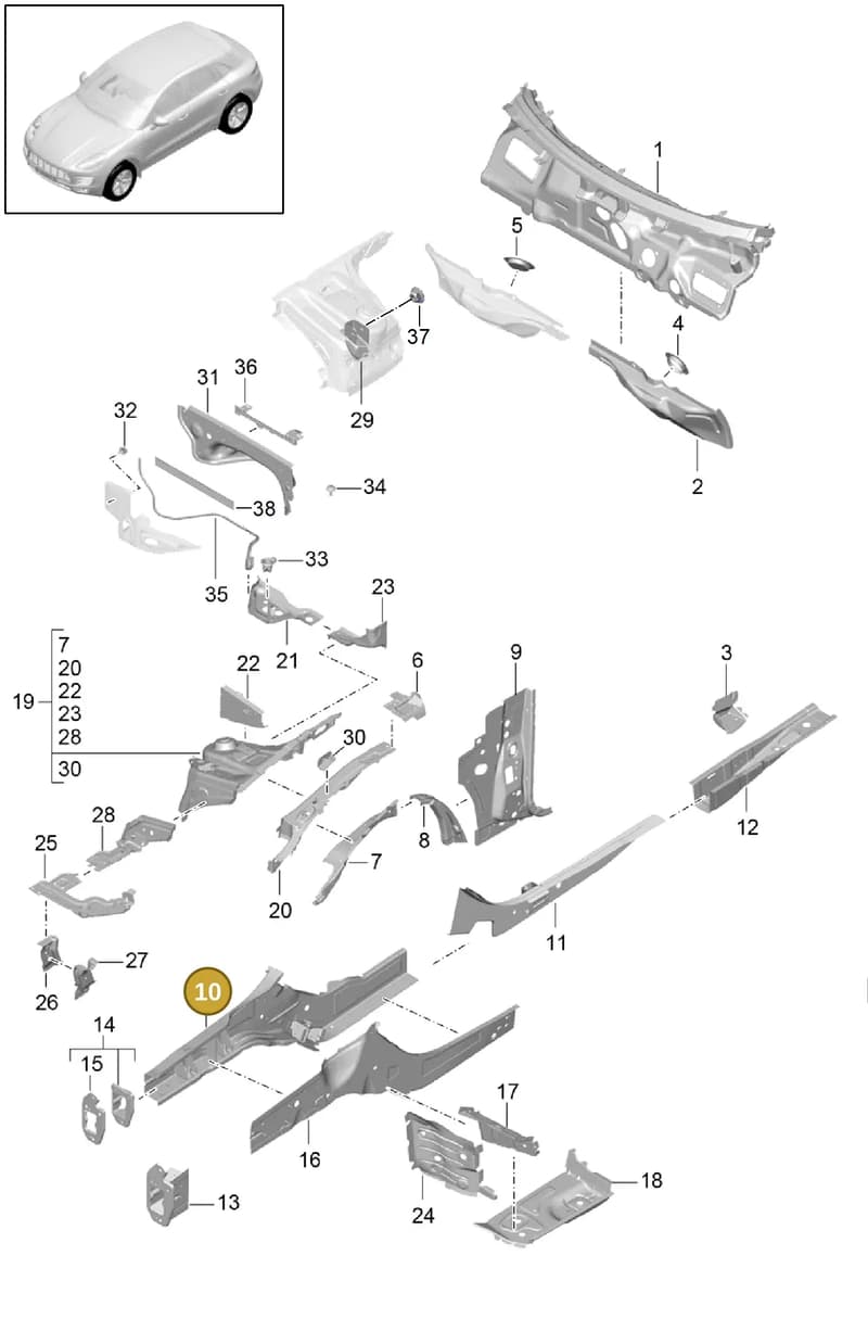 95B803103AYGRV — Porsche Macan (2013-2018) diagram p44801010, position 10