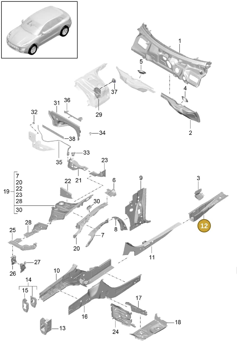 95B803107YGRV — Porsche Macan (2013-2018) diagram p44801010, position 12