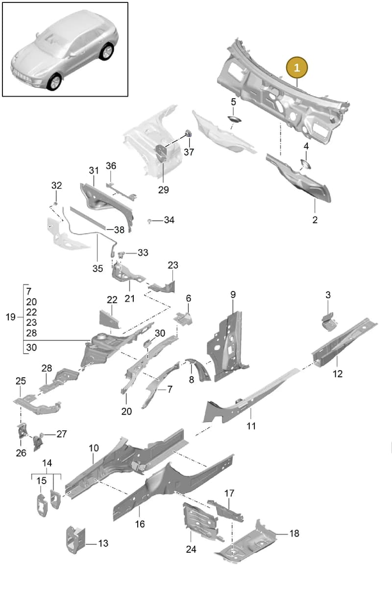 95B803147AYGRV — Porsche Macan (2013-2018) diagram p44801010, position 1