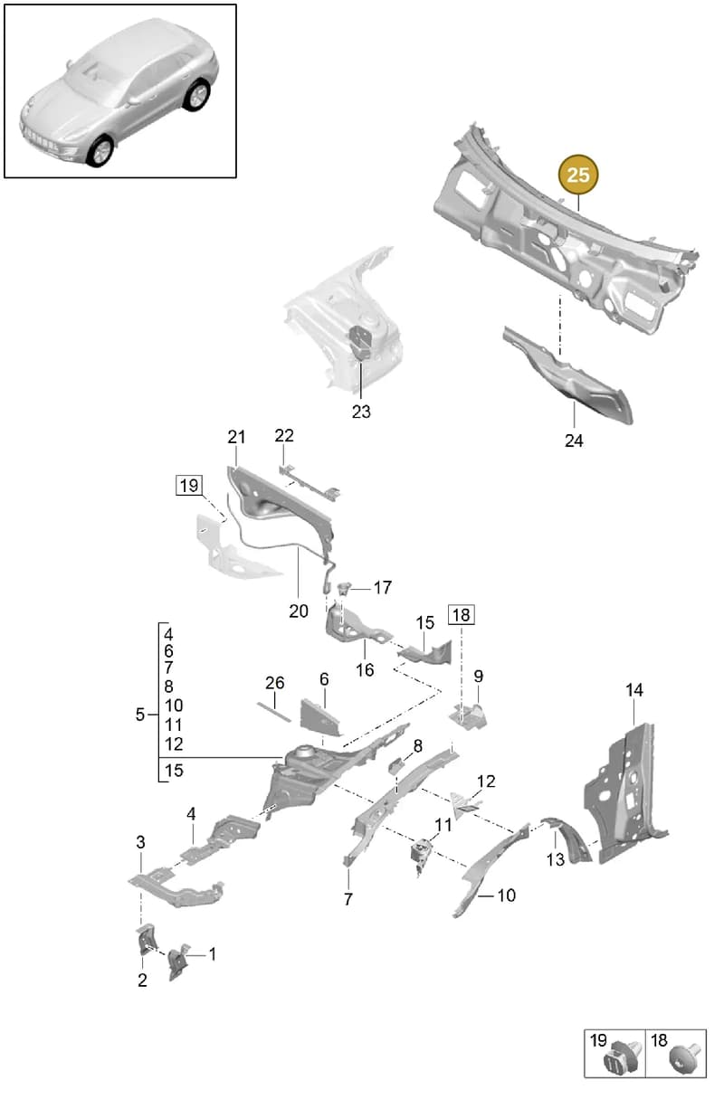 95B803147AYGRV — Porsche Macan R4 TFSI (2018-) diagram p52801120, position 25