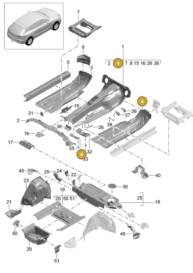 95B803500YGRV — Porsche Macan (2013-2018) diagram p44801020, position 4