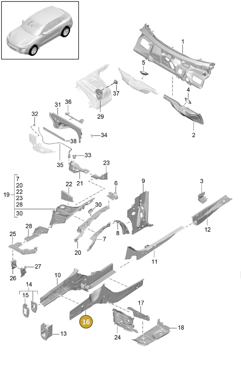 95B803717YGRV — Porsche Macan (2013-2018) diagram p44801010, position 16