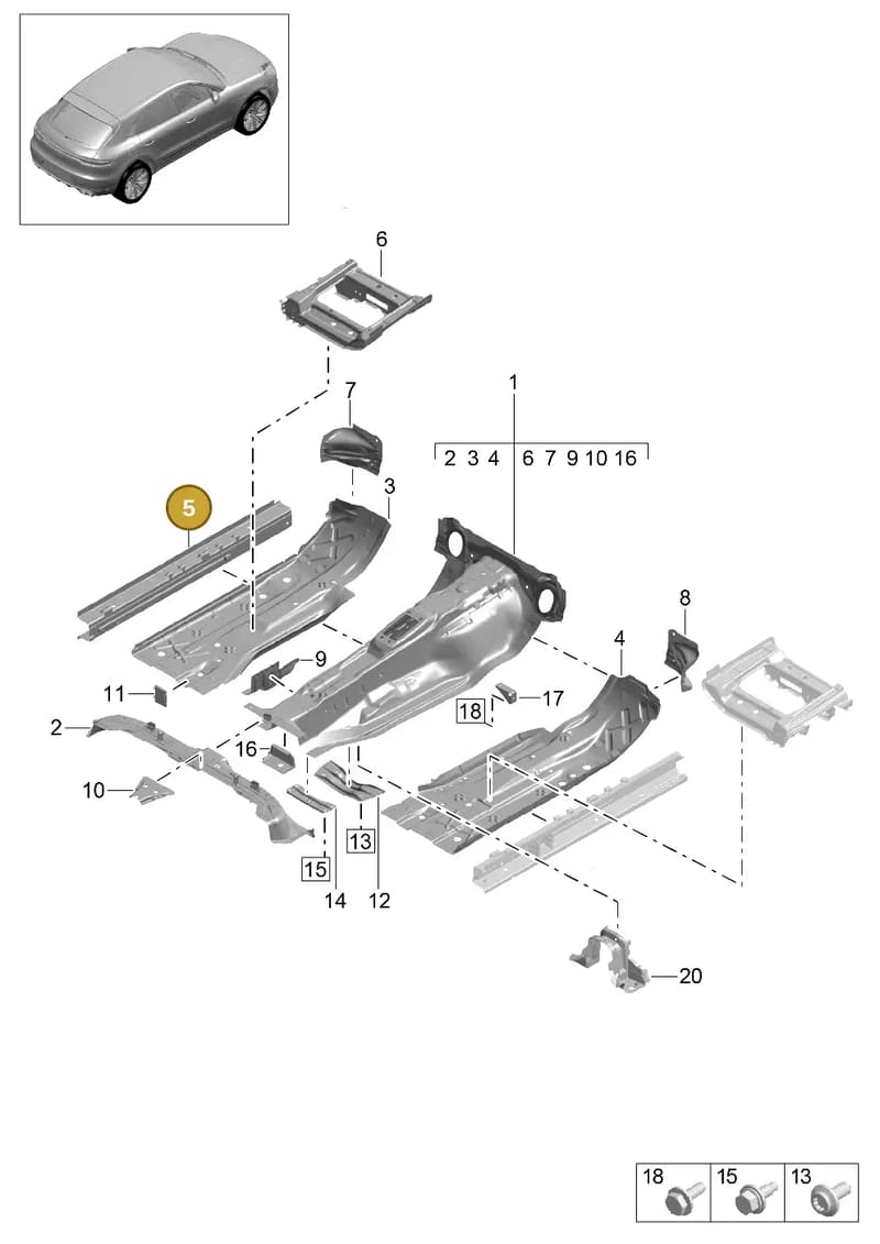 95B803751AYGRV — Porsche Macan R4 TFSI (2018-) diagram p52801200, position 5