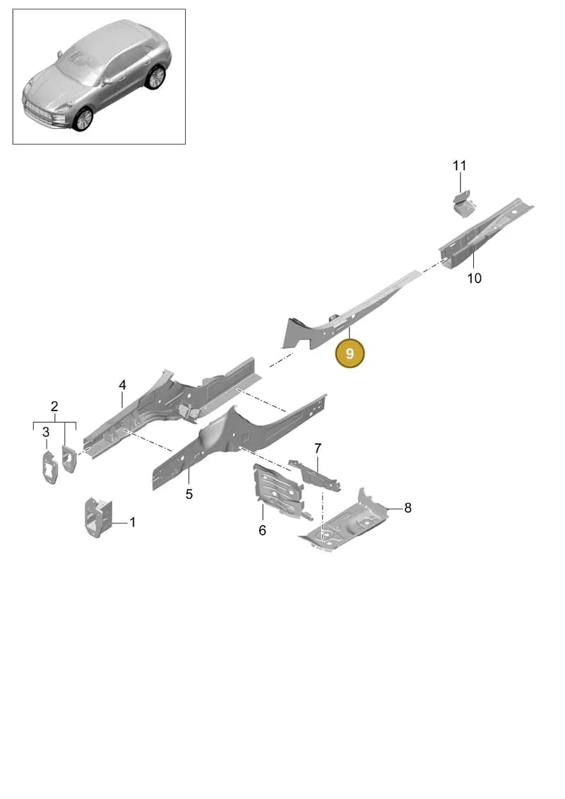95B804190YGRV — Porsche Macan R4 TFSI (2018-) diagram p52801100, position 9