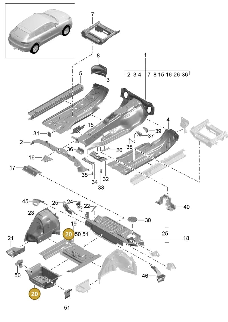 95B804869YGRV — Porsche Macan (2013-2018) diagram p44801020, position 20