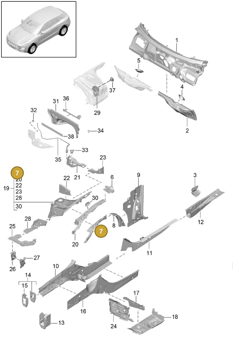 95B805029YGRV — Porsche Macan (2013-2018) diagram p44801010, position 7