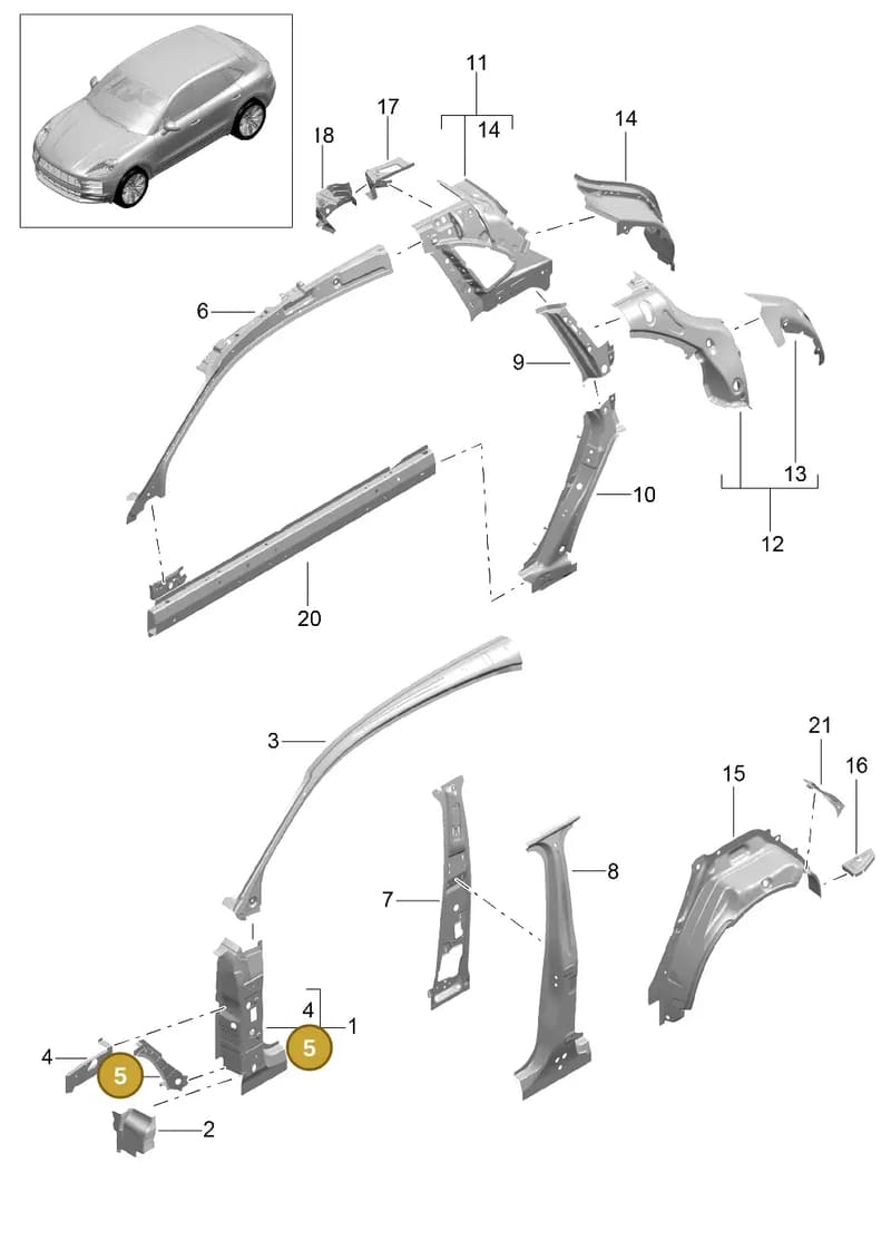 95B805144YGRV — Porsche Macan R4 TFSI (2018-) diagram p52801500, position 5