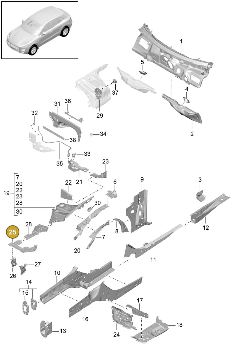 95B805475BYGRV — Porsche Macan (2013-2018) diagram p44801010, position 25