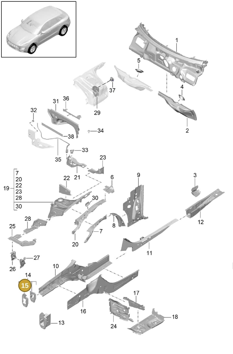 95B805766YGRV — Porsche Macan (2013-2018) diagram p44801010, position 15
