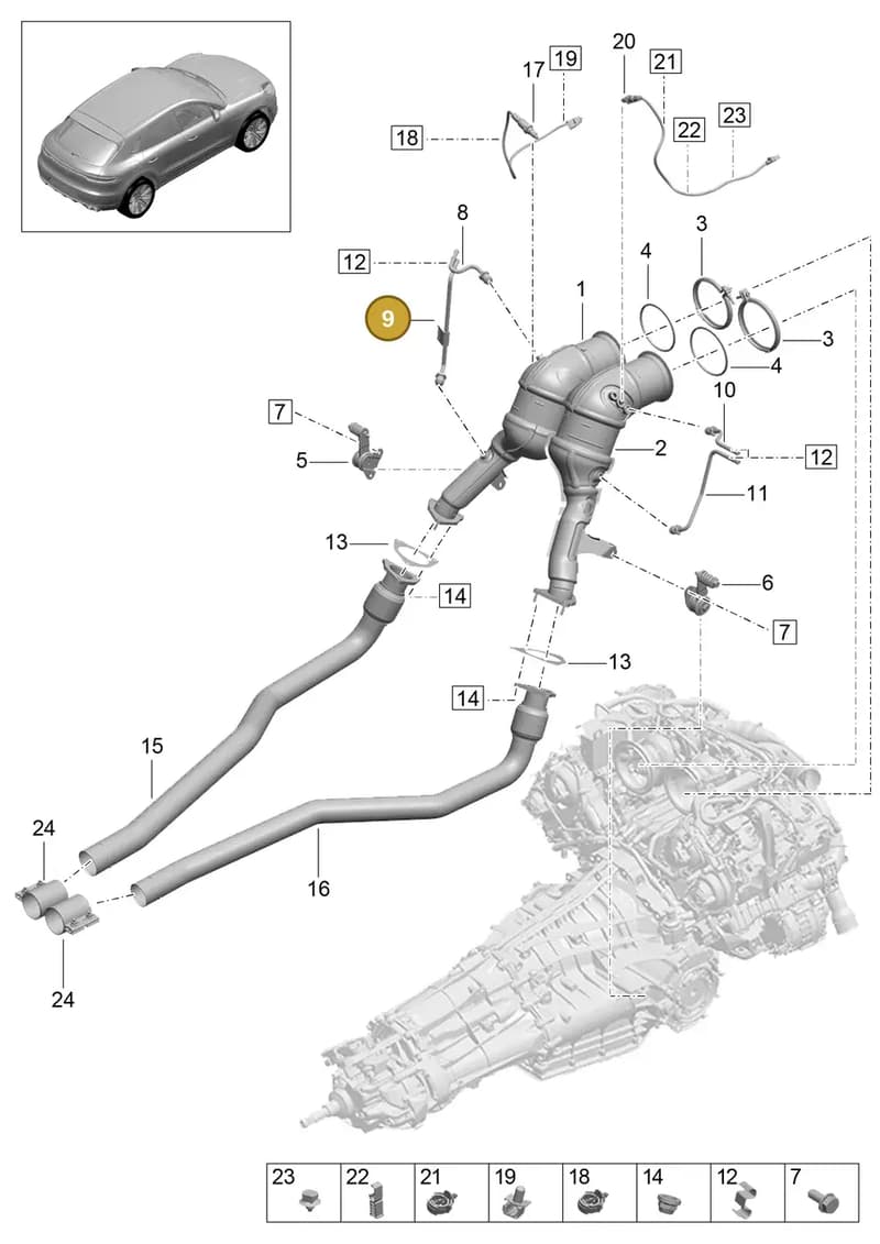 95B807661 — Porsche Macan (2018-2022) diagram p52000130, position 9