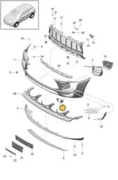 95B8077961E0 Porsche Cover for Fog Lamp (Black 1E0)