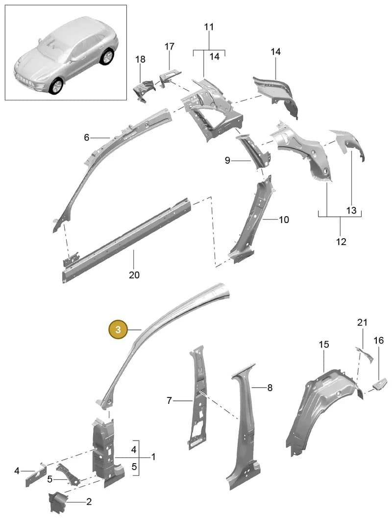95B809030YGRV — Porsche Macan (2013-2018) diagram p44801050, position 3