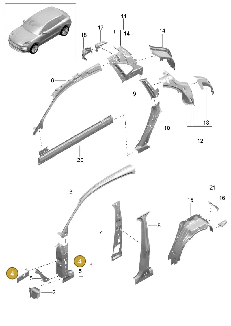 95B809111YGRV — Porsche Macan R4 TFSI (2018-) diagram p52801500, position 4