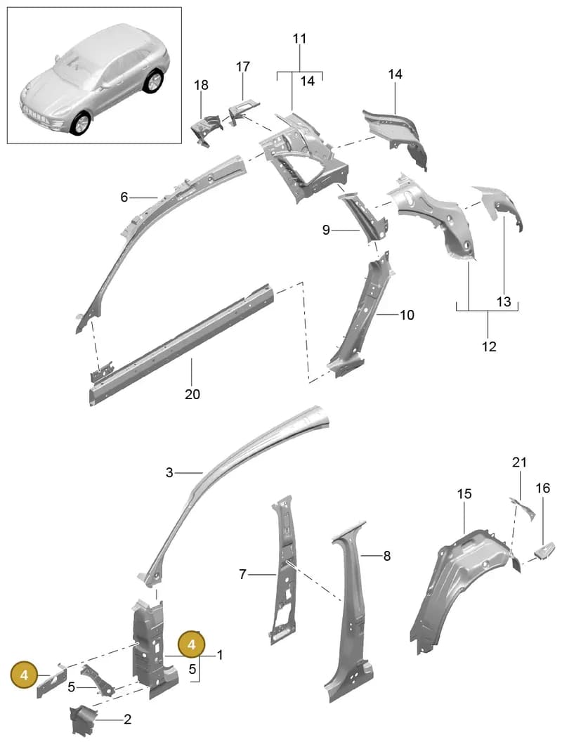 95B809112YGRV — Porsche Macan (2013-2018) diagram p44801050, position 4